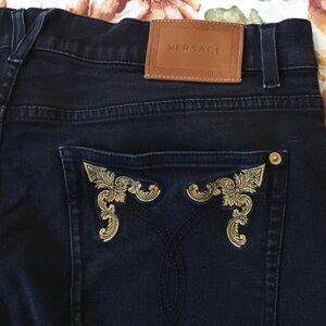 Versace Black Jeans Taylor Fit with Gold Detailing